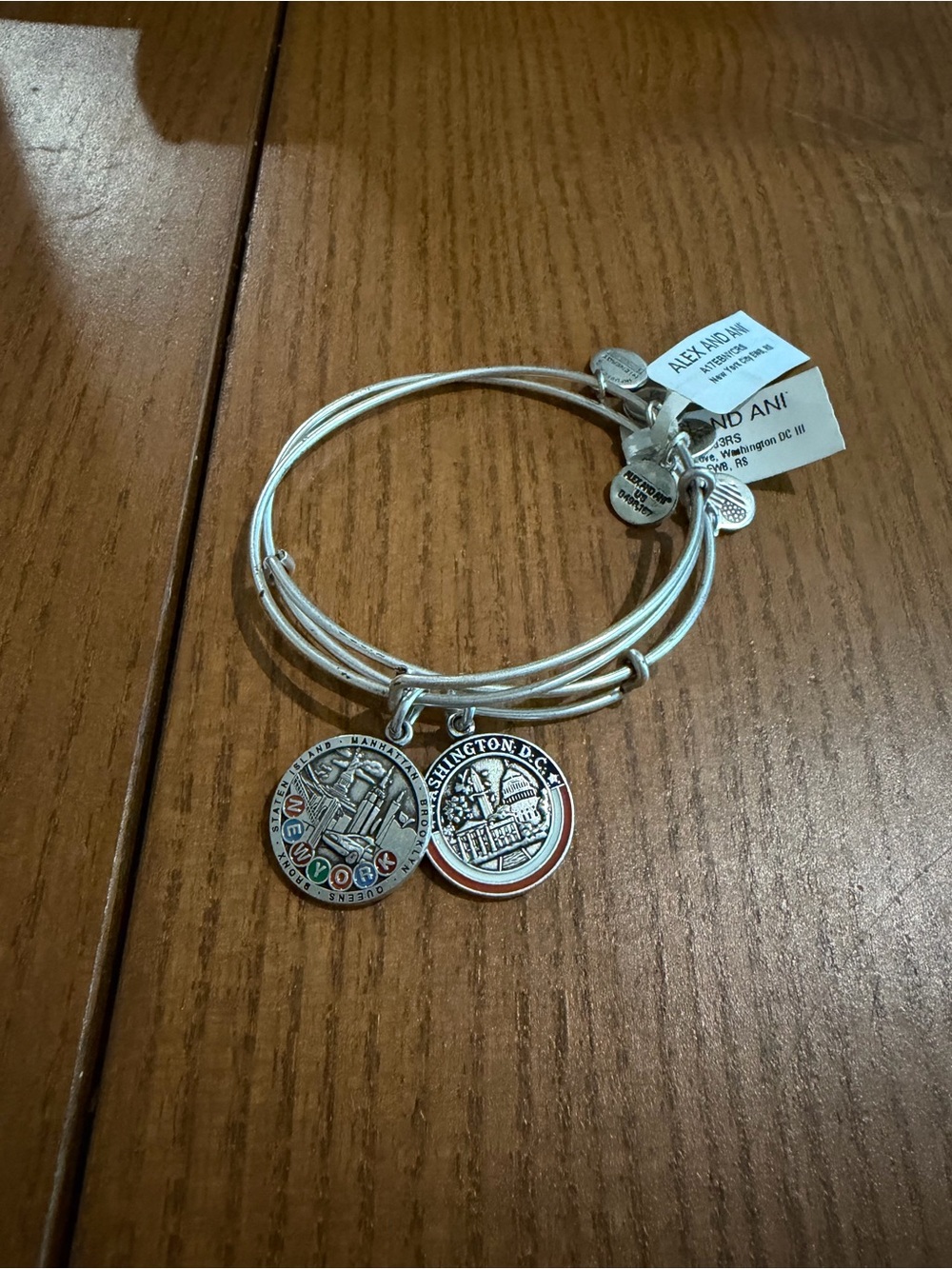 Alex and Ani Silver New York & D.C. Charm Expandable Bangle Set